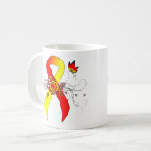 Mug Ruban de sensibilisation rouge et jaune avec papil (Devant gauche)