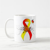 Mug Ruban de sensibilisation rouge et jaune avec papil (Gauche)