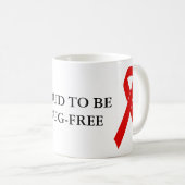 Mug Ruban de sensibilisation rouge + votre message (Devant droit)