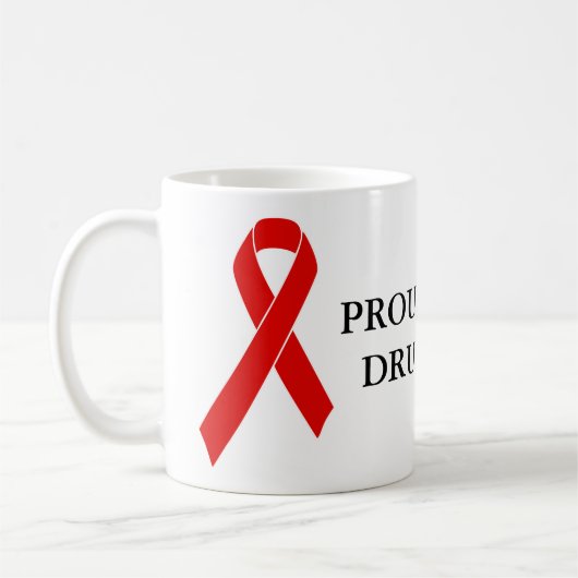 Mug Ruban de sensibilisation rouge + votre message (Gauche)