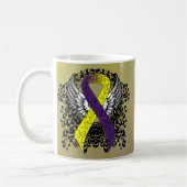 Mug Ruban de sensibilisation violet et jaune avec aile (Gauche)