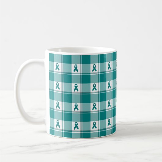 Mug Ruban de Téflon sarcelle de sensibilisation au can (Gauche)