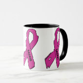 Mug Ruban déchiré / Badass...Cancer du sein (Devant droit)