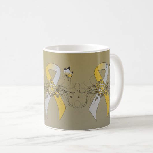 Mug Ruban d'or et d'argent avec papillon (Devant droit)