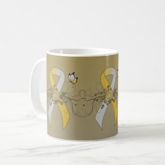 Mug Ruban d'or et d'argent avec papillon (Devant gauche)