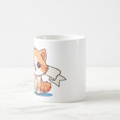 Mug Ruban esthétique Cute Chat Lover rose orange (Centre)