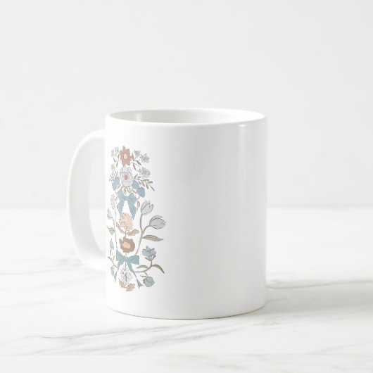 Mug Ruban Floral Boho Bleu (Devant gauche)