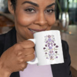 Mug Ruban Floral Boho pourpre<br><div class="desc">Boho et tasse rustique avec illustration dessinée à la main des arcs et des fleurs en violet.</div>