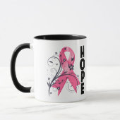 Mug Ruban floral d'espoir de cancer du sein (Gauche)