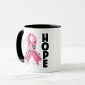 Mug Ruban floral d'espoir de cancer du sein (Devant gauche)
