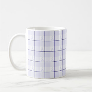 Mug Ruban Lavande à Carreaux pour la Sensibilisation a
