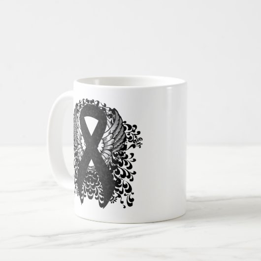 Mug Ruban noir avec ailes (Devant gauche)