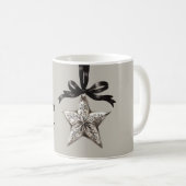 Mug Ruban Noir Gris Étoile Argentée (Devant droit)
