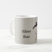 Mug Ruban Noir Gris Étoile Argentée (Devant gauche)