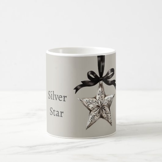 Mug Ruban Noir Gris Étoile Argentée (Centre)