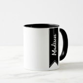 Mug Ruban noir moderne et nom en script (Devant droit)
