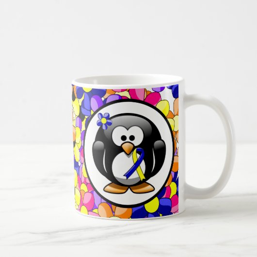 Mug Ruban Penguin de sensibilisation bleu et jaune (Droite)