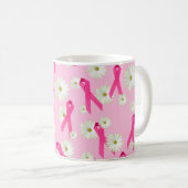 Mug ruban rose et conception marguerite (Devant droit)