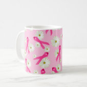 Mug ruban rose et conception marguerite (Devant gauche)
