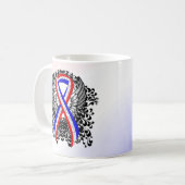 Mug Ruban rouge, blanc et bleu avec ailes (Devant gauche)