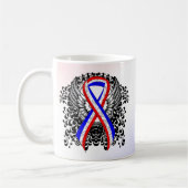 Mug Ruban rouge, blanc et bleu avec ailes (Gauche)