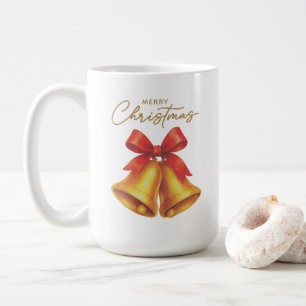 Mug Ruban rouge classique et Script or Noël