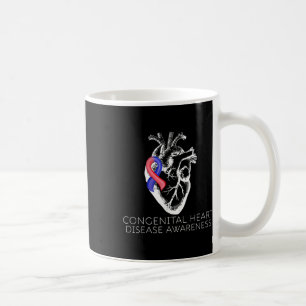 Mug Ruban Rouge Et Bleu Maladie Cardiaque Congénitale