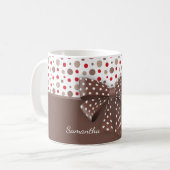 Mug Ruban rouge et cappuccino Pois et chocolat (Devant gauche)