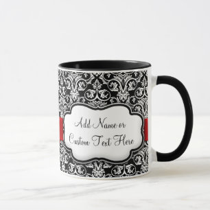 Mug Ruban rouge noir/blanc Damas
