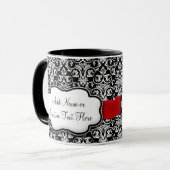 Mug Ruban rouge noir/blanc Damas (Devant gauche)