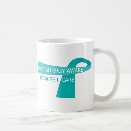 Mug Ruban turquoise de Teal de conscience d'allergie (Droite)