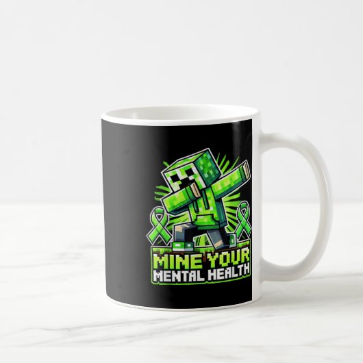 Mug Ruban vert pixelisé de sensibilisation à la santé  (Droite)