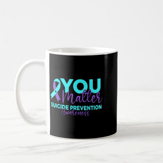 Mug Ruban violet sarcelle de sensibilisation à la prév (Gauche)
