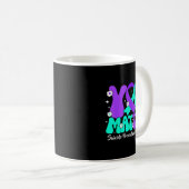Mug Ruban violet sarcelle de sensibilisation à la prév (Devant droit)
