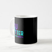 Mug Ruban violet sarcelle de sensibilisation à la prév (Devant gauche)