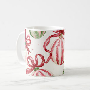 Mug Rubans Ampoules de Noël Vert Rouge