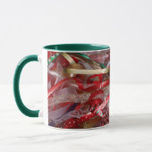 Mug Rubans de Noël Rouge Vert et Or Vacances (Gauche)