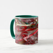 Mug Rubans de Noël Rouge Vert et Or Vacances (Devant gauche)