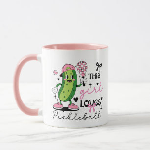Mug Rubans et cœurs de fille de pickleball personnalis