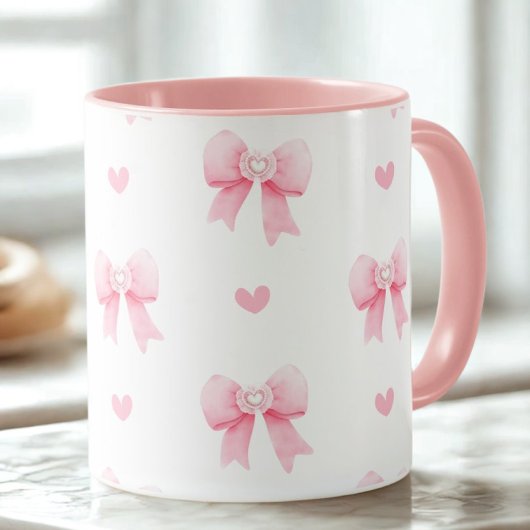 Mug Rubans et cœurs roses coquettes