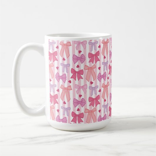 Mug Rubans et rayures pastel féminins (Gauche)