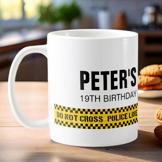 Mug rubans jaunes de police anniversaire