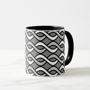 Mug Rubans modernes du milieu du siècle, gris, noir et