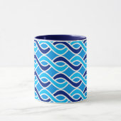 Mug Rubans modernes du milieu du siècle, marine et ble (Centre)