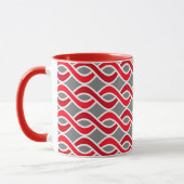 Mug Rubans modernes du milieu du siècle, rouge et gris (Gauche)