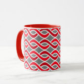 Mug Rubans modernes du milieu du siècle, rouge et gris (Devant gauche)