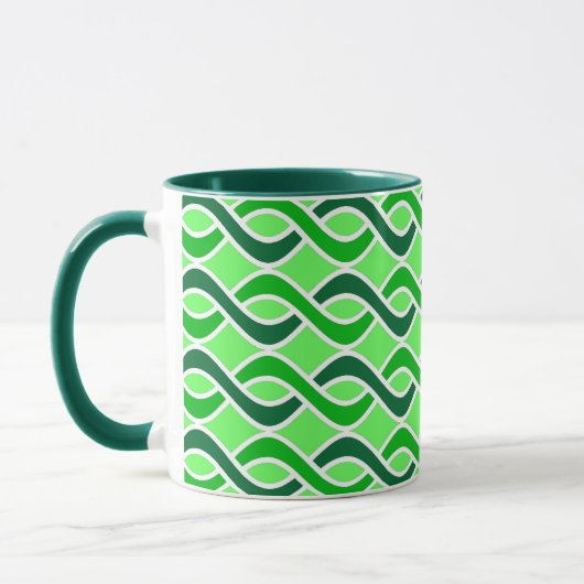 Mug Rubans modernes du milieu du siècle, tons verts (Gauche)