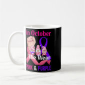 Mug Rubans rose et violet de sensibilisation à la viol (Gauche)