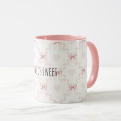 Mug Rubans roses cœurs amour doux (Devant droit)