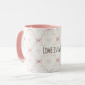 Mug Rubans roses cœurs amour doux (Devant gauche)